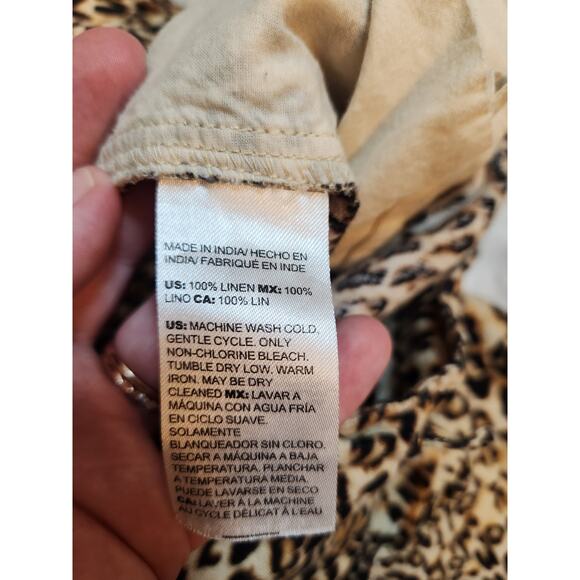 Chicos Womens Brown Animal Print High Rise Linen Drawstring Chino Shorts Size 12 - Picture 4 of 7